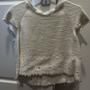 Zara Cream Textured Top